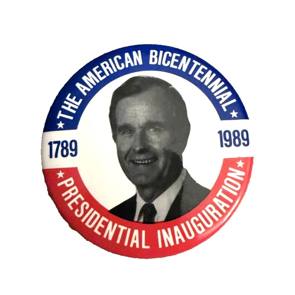 3" George H.W. Bush Bicentennial Pinback Button Vintage Political Collectible